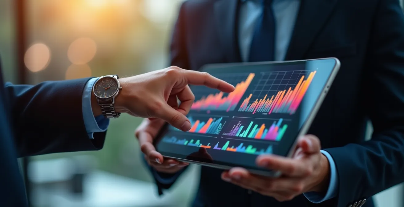 Main pointant vers des graphiques de suivi énergétique