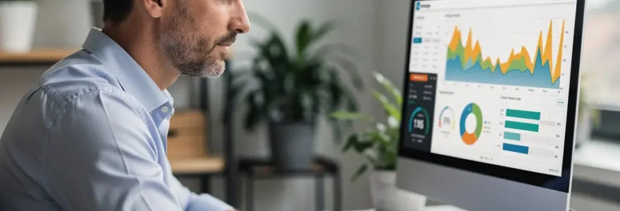 Gestionnaire de copropriété analysant les charges gaz sur écran d'ordinateur