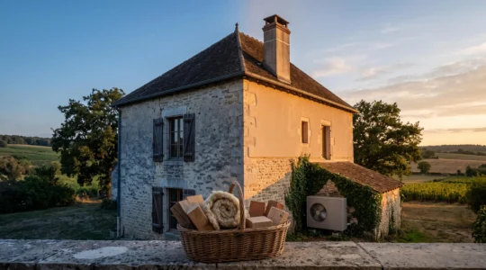 Illustration d'une maison française en cours de rénovation énergétique, symbolisant l'optimisation fiscale des aides et crédits d'impôt disponibles.